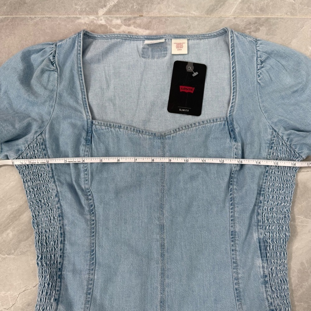 Women’s Levi’s Ophelia Short Sleeve Denim Corset Top Light Wash Cotton Small - Picture 15 of 16
